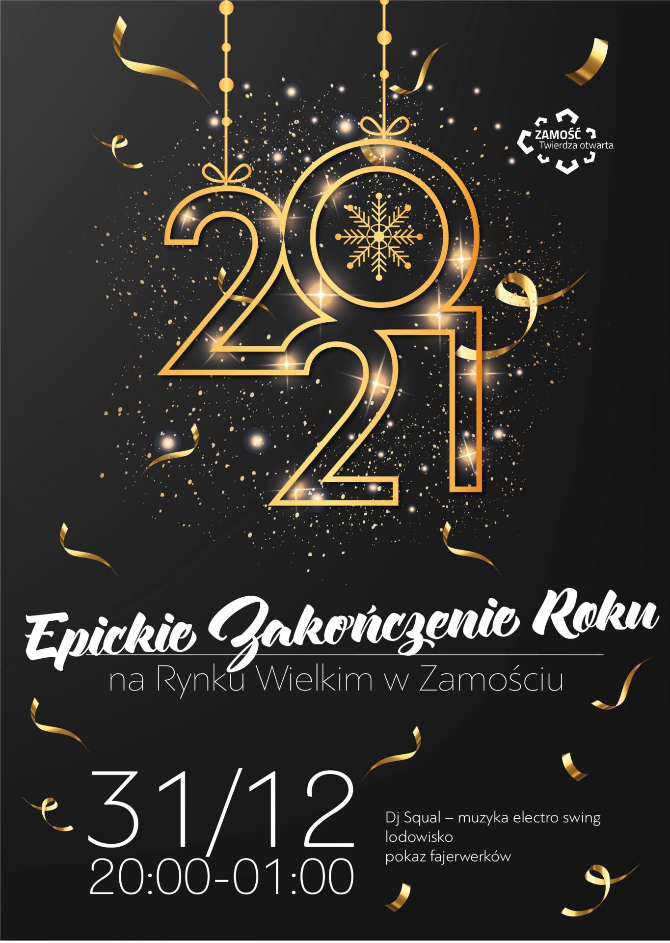 plakat epickie zakonczenie roku „Epickie Zakończenie Roku 2021” na Rynku Wielkim!