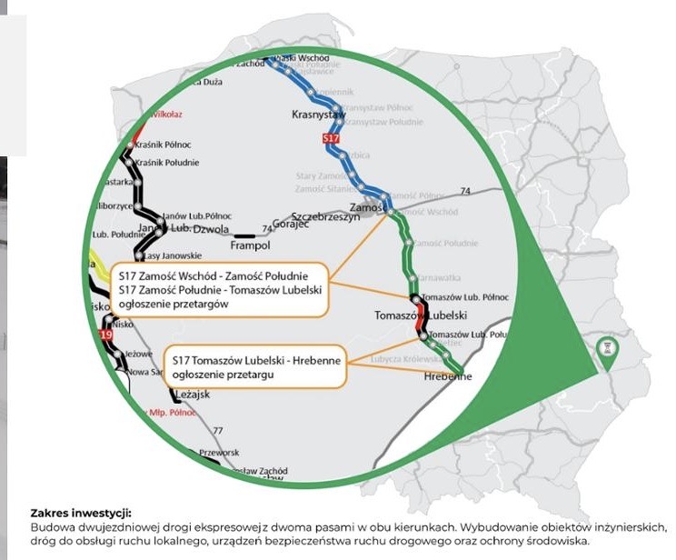 Rusza przetarg na budowę S17 mi.in  odcinek Zamość Wschód – Zamość Południe