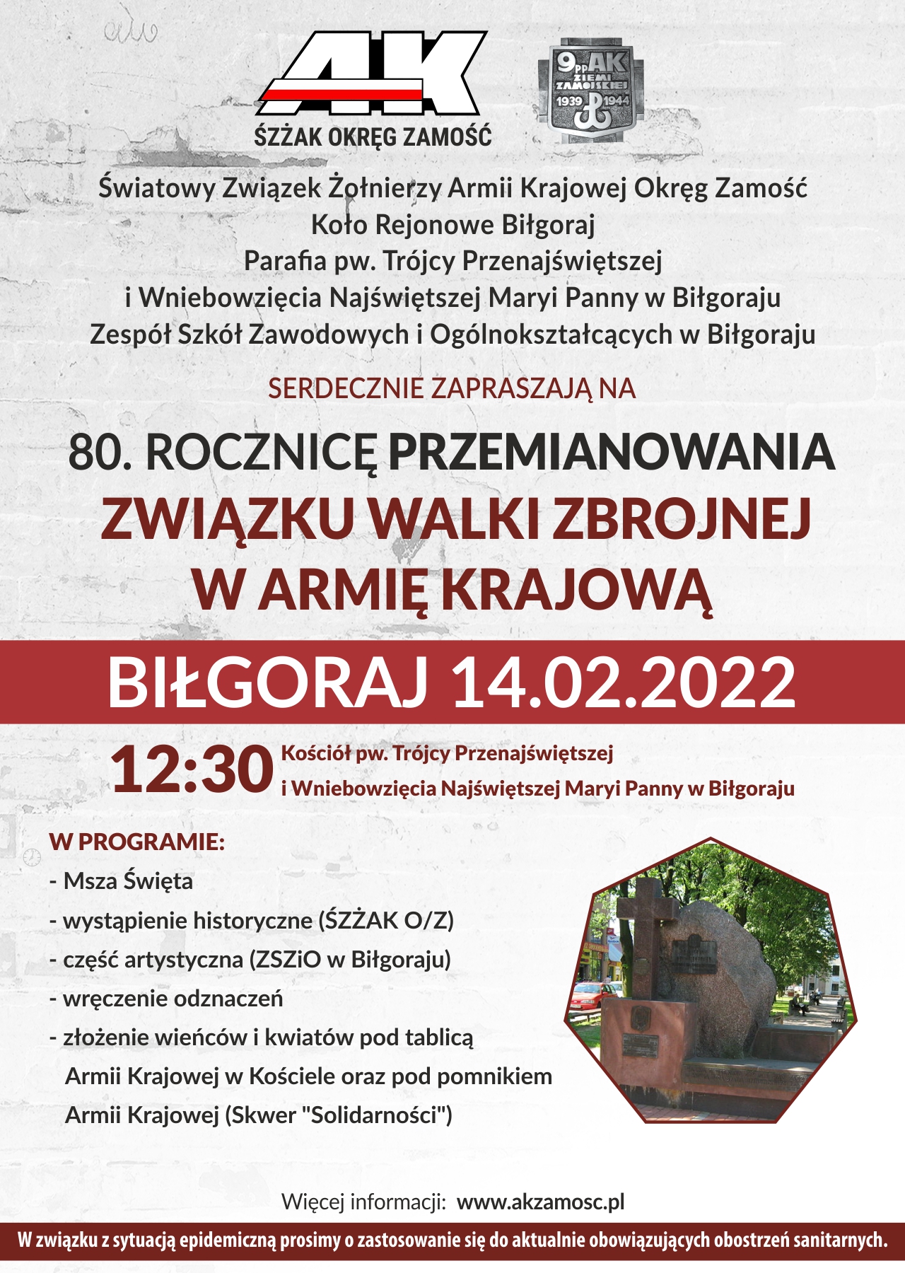 80 rocznica ak 2022 bilgoraj ost ZAMOŚĆ/REGION: Obchody 80. rocznicy przemianowania Związku Walki Zbrojnej w Armię Krajową [PROGRAM]