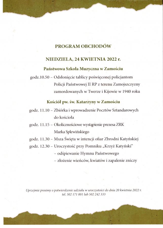 13513b ZAMOŚĆ: 82. Rocznica Zbrodni Katyńskiej [PROGRAM]