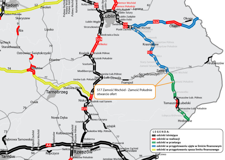 Dziewięciu chętnych do budowy S17 na odcinku Zamość Wschód – Zamość Południe