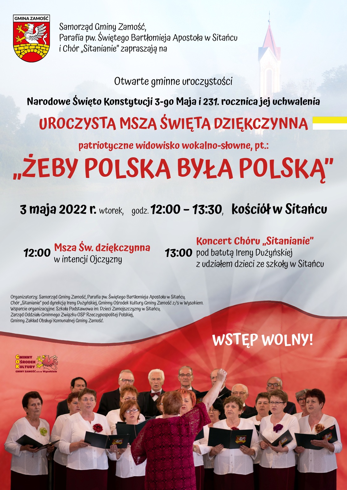 plakat 3 maja sitaniec 2022 email Święto Konstytucji 3 Maja w Gminie Zamość [PROGRAM]