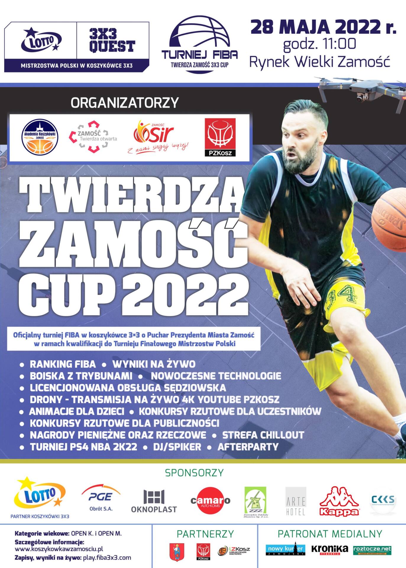 twierdza zamosc cup 2022 r plakat oficjalny scaled 1 Przed nami Mistrzostwa Polski w koszykówce 3×3. Twierdza Zamość Cup 2022 r.