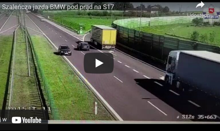Szaleńcza jazda BMW pod prąd na S17. Mamy wideo!