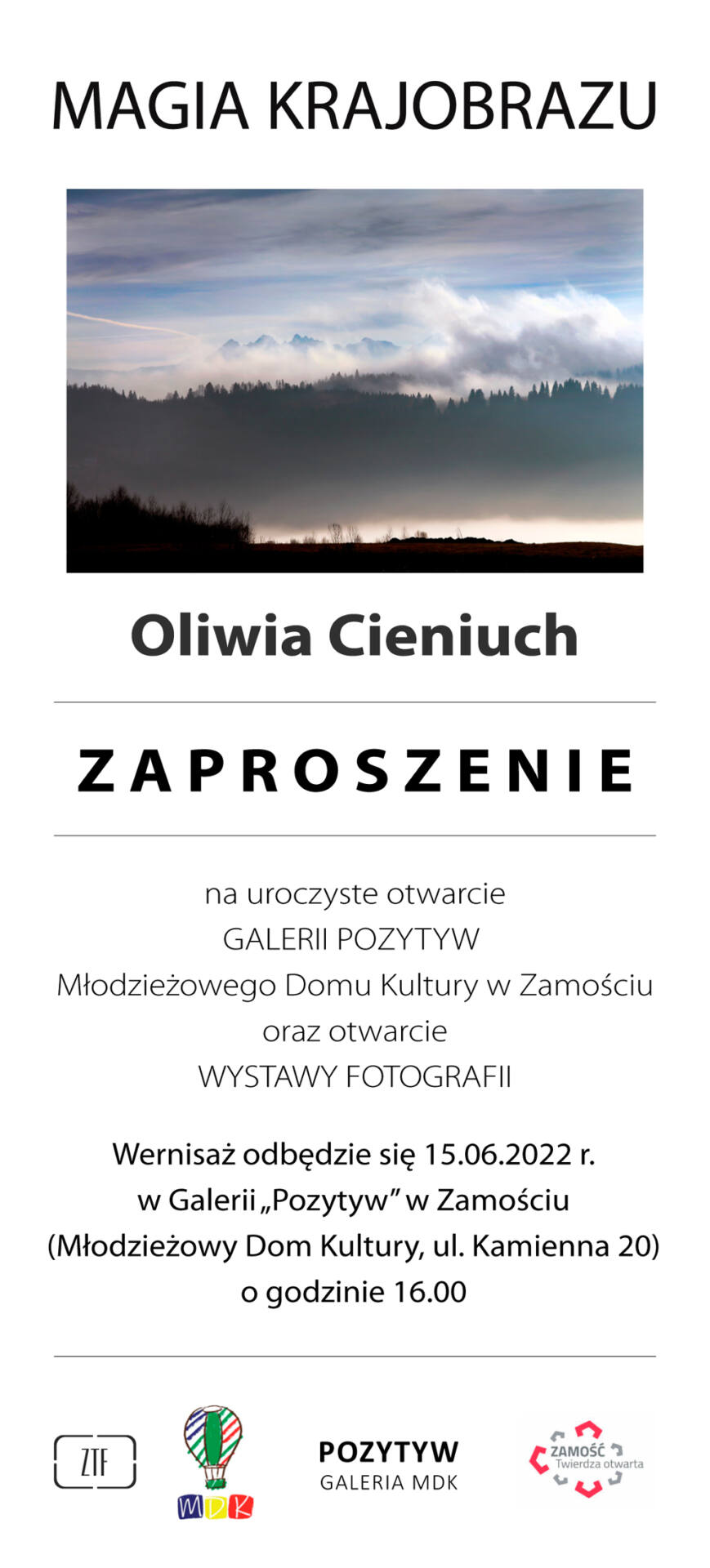 cieniuch zapro Magia krajobrazu - wystawa fotografii Oliwii Cieniuch