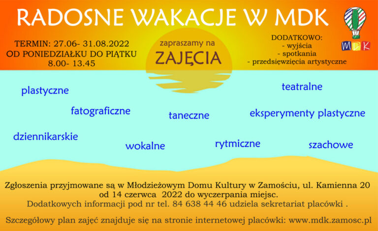 Radosne wakacje w MDK. Ruszyły zapisy!