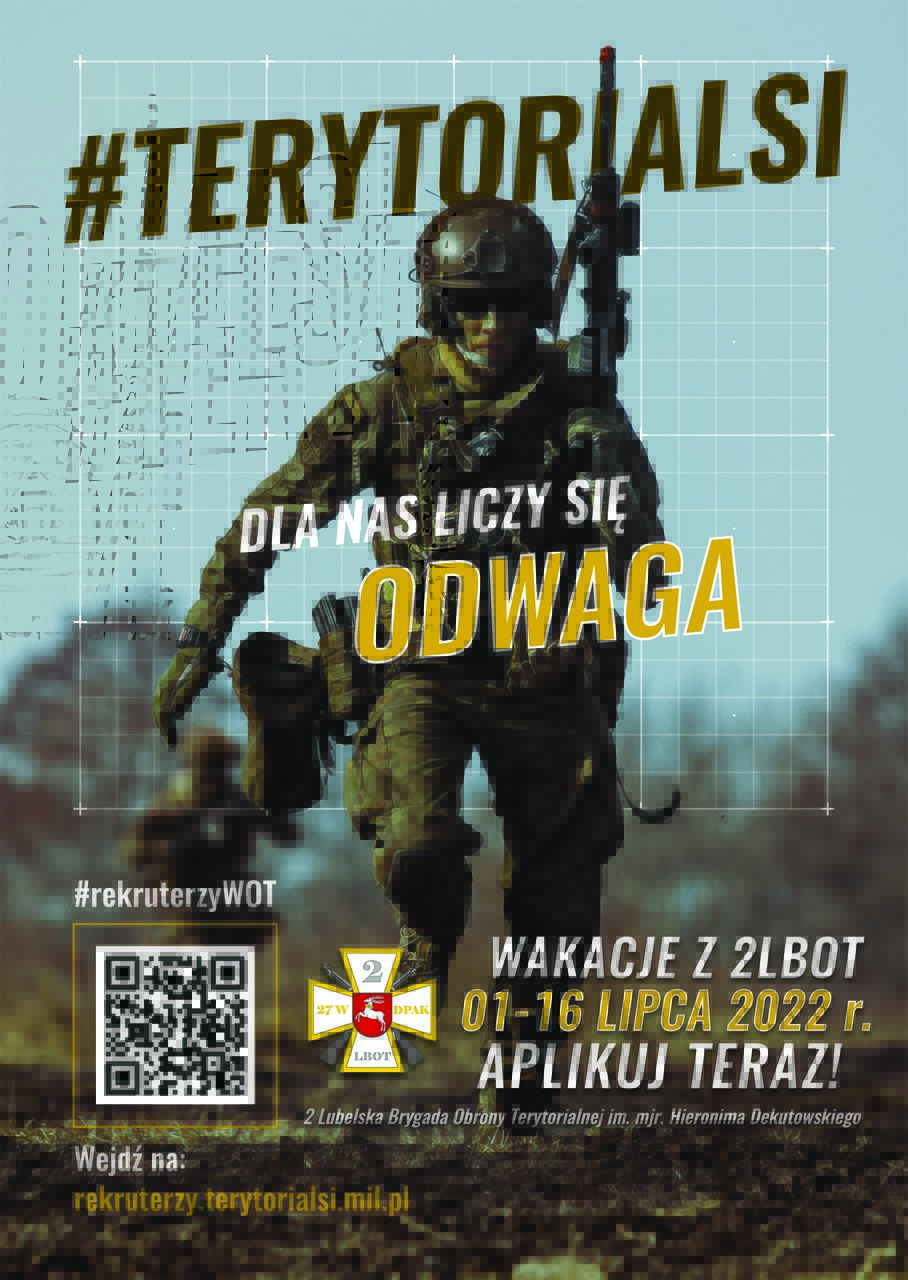 wakacje z wot plakat Wakacje w kamaszach. 2 Lubelska Brygada Obrony Terytorialnej zaprasza.