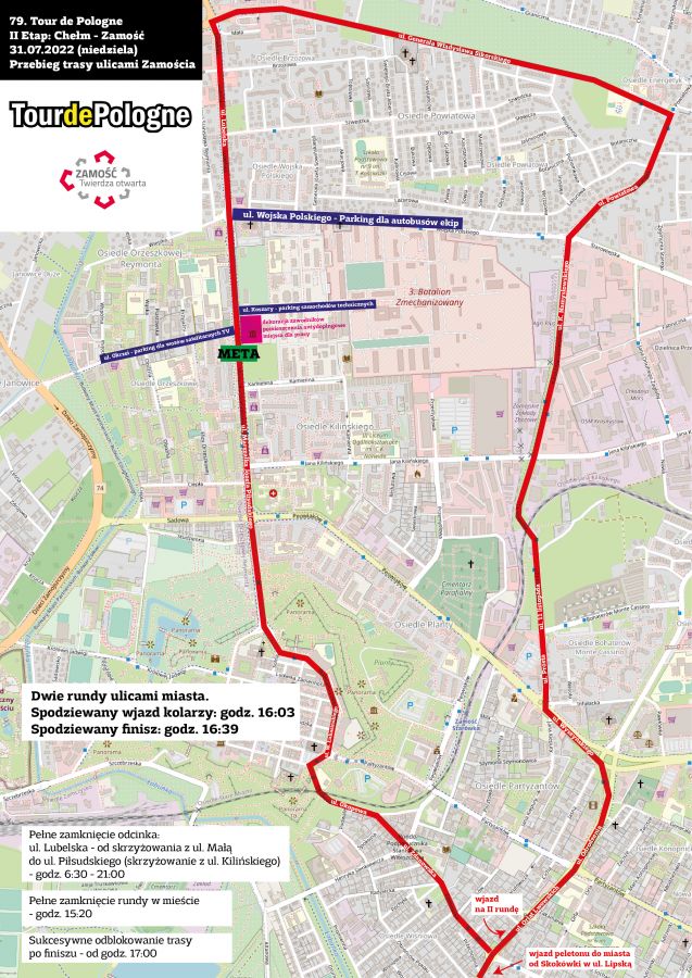 6970b ZAMOŚĆ: Przed nami wielkie kolarskie emocje i ... utrudnienia drogowe. [MAPKA]