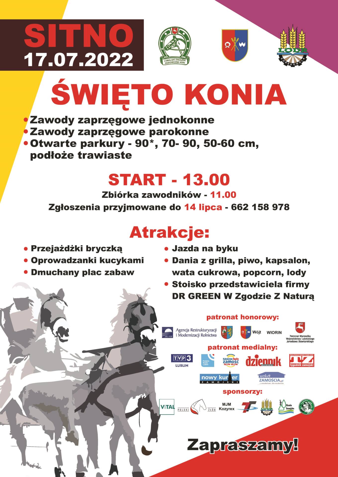 plakat najnowszy SITNO: Święto Konia i zbiórka dla małego Jurka.