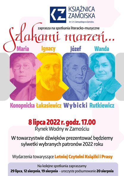 plakat nowy Letnia Czytelnia Książki i Prasy powraca na Rynek Wodny.
