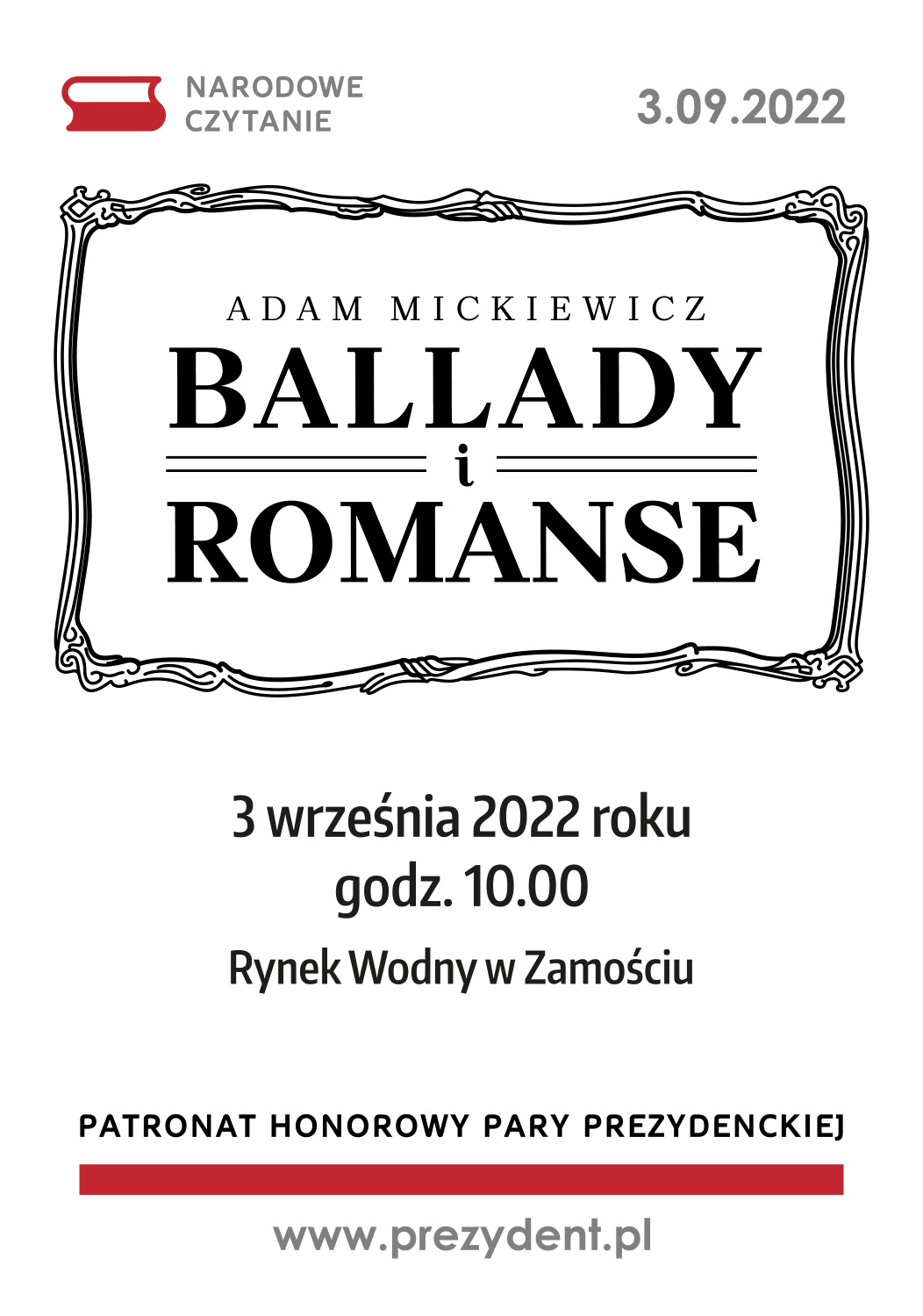 narodowe czytanie 2022 plakat 100x70 01 www ZAMOŚĆ: Będą czytać 