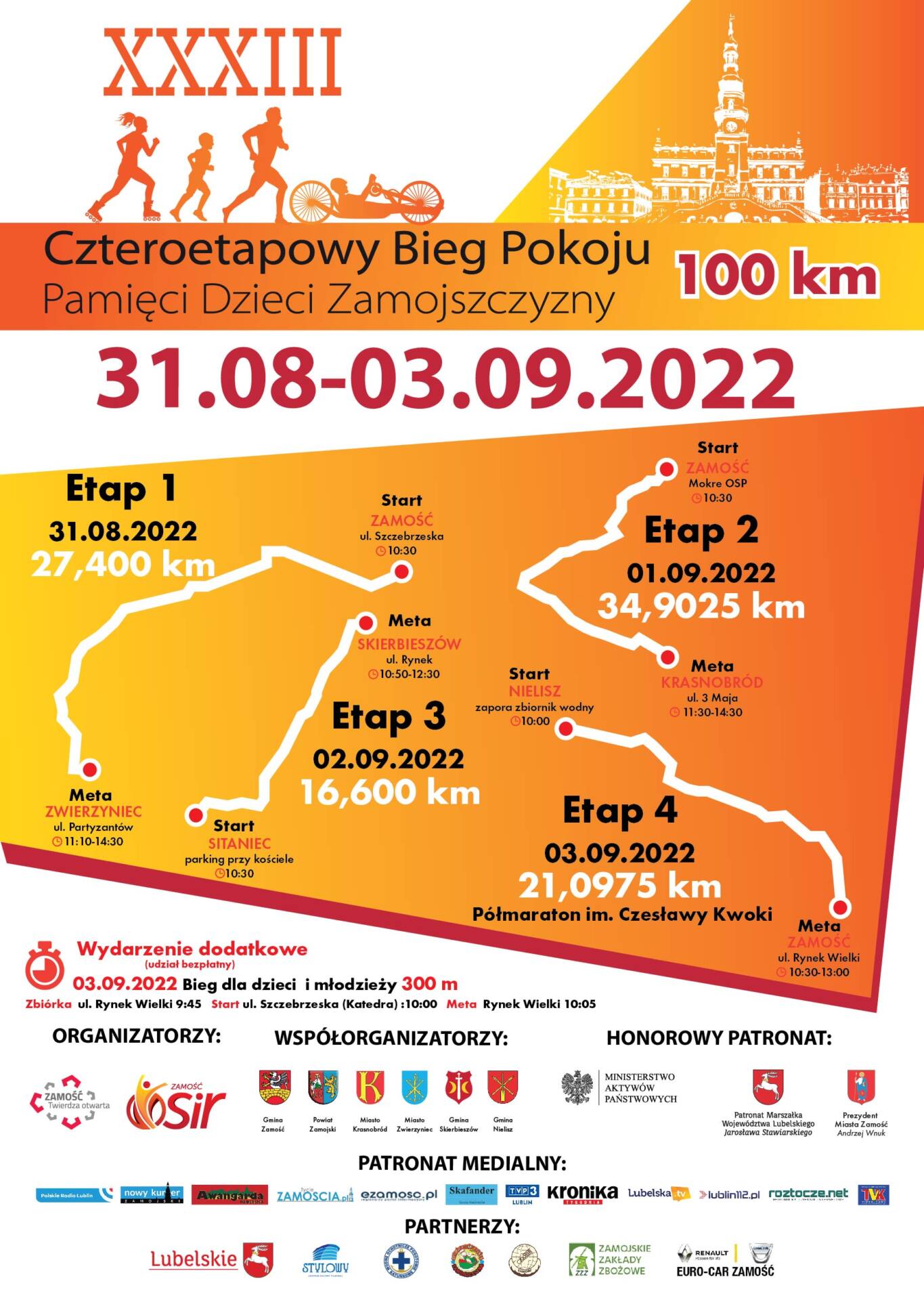 plakat bieg pokoju 2022 Startuje Czteroetapowy Bieg Pamięci Dzieci Zamojszczyzny [PROGRAM, TRASA]