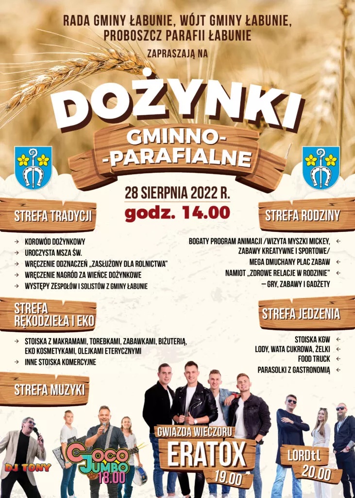 xplakat na dozynki 2022 Dożynki w Łabuniach. Atrakcji nie zabraknie! [PROGRAM]