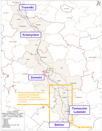 trawniki krasnystaw zamosc belzec granica mapa i Opcja 