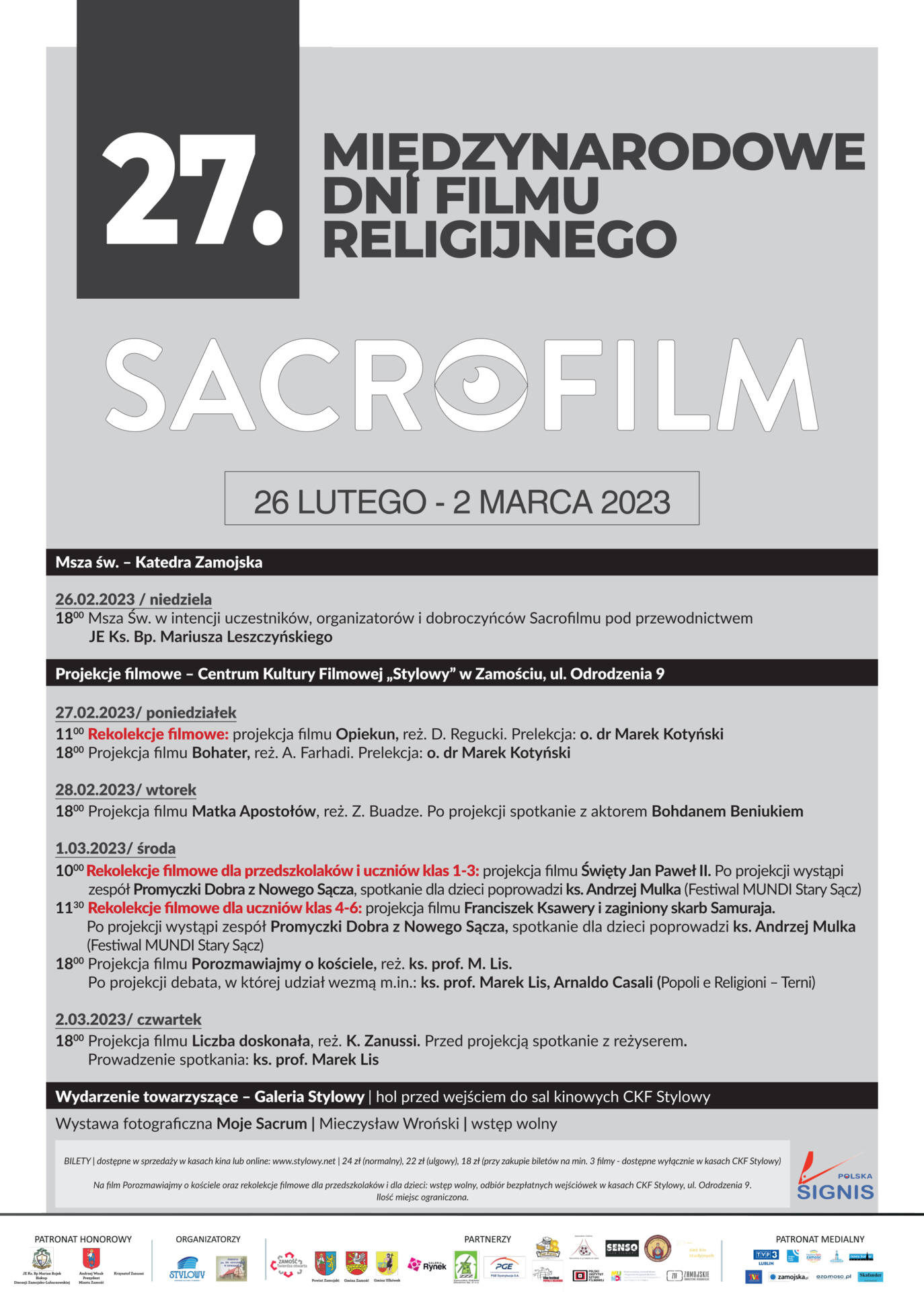 afisz 27. Międzynarodowe Dni Filmu Religijnego "Sacrofilm" (Publikujemy program)