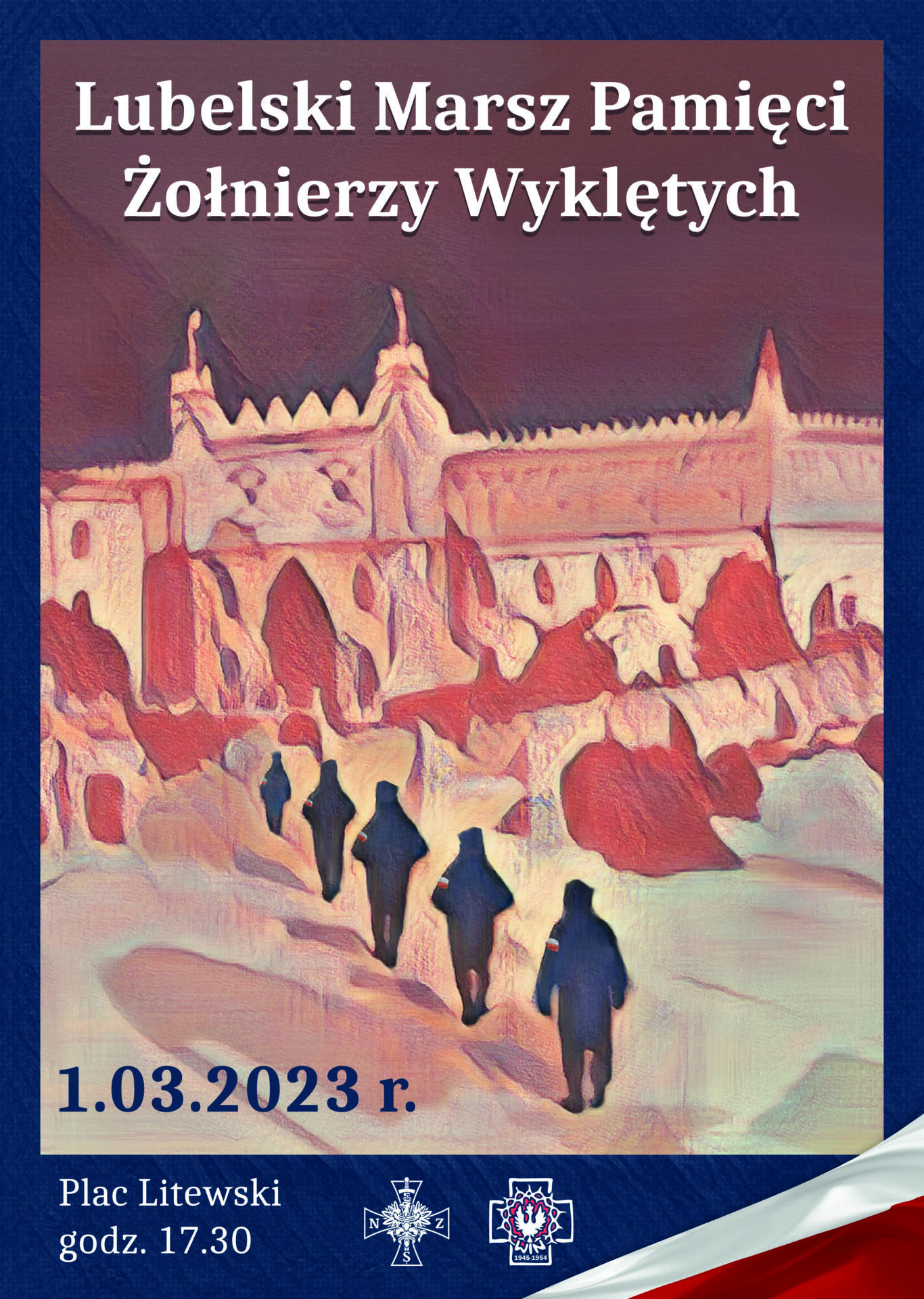 plakat 1 marca br. odbędzie się XII Marsz Pamięci Żołnierzy Wyklętych w Lublinie