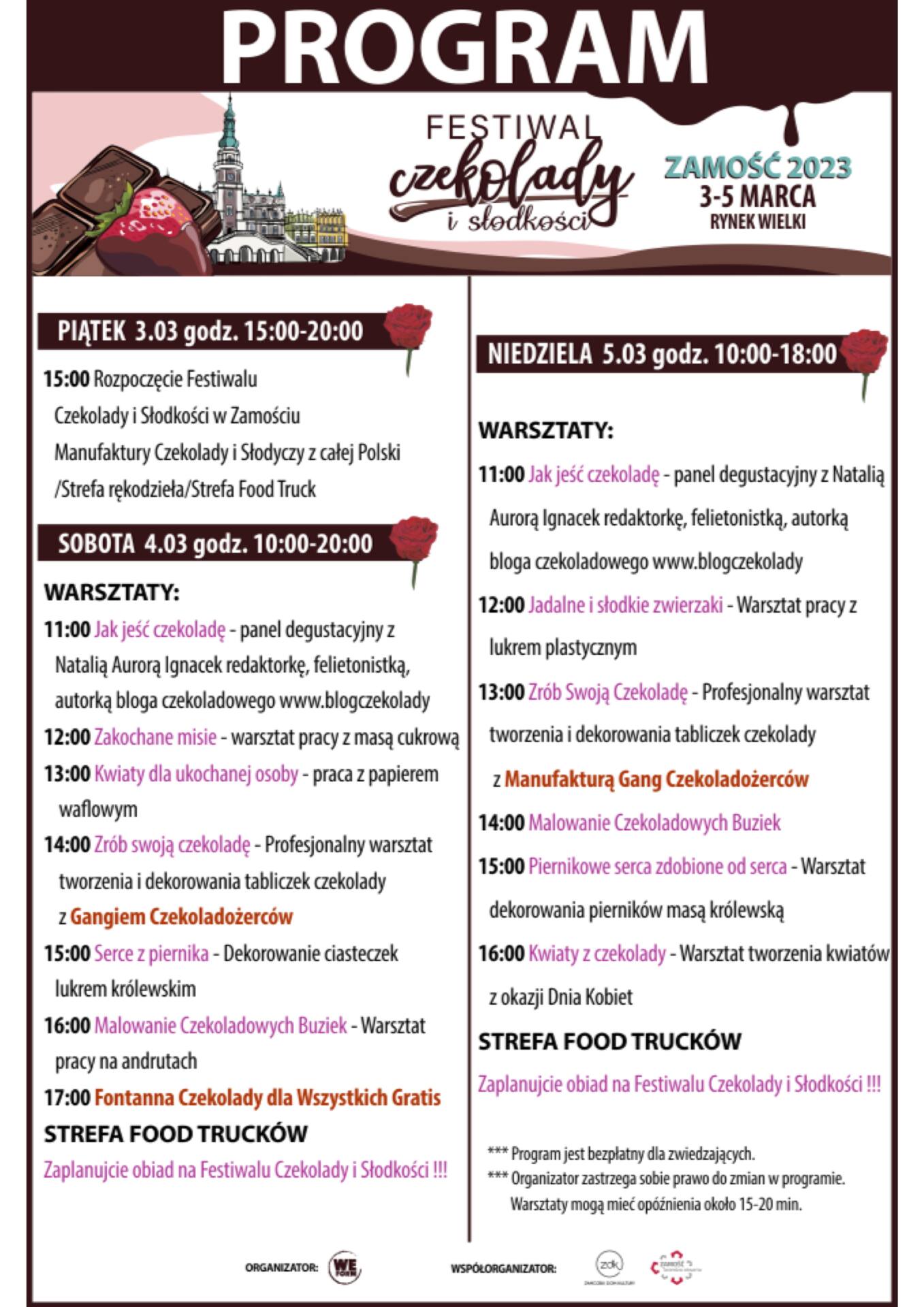 program zamosc (Aktualizacja) - Festiwal czekolady i słodkości w Zamościu (zobacz program)