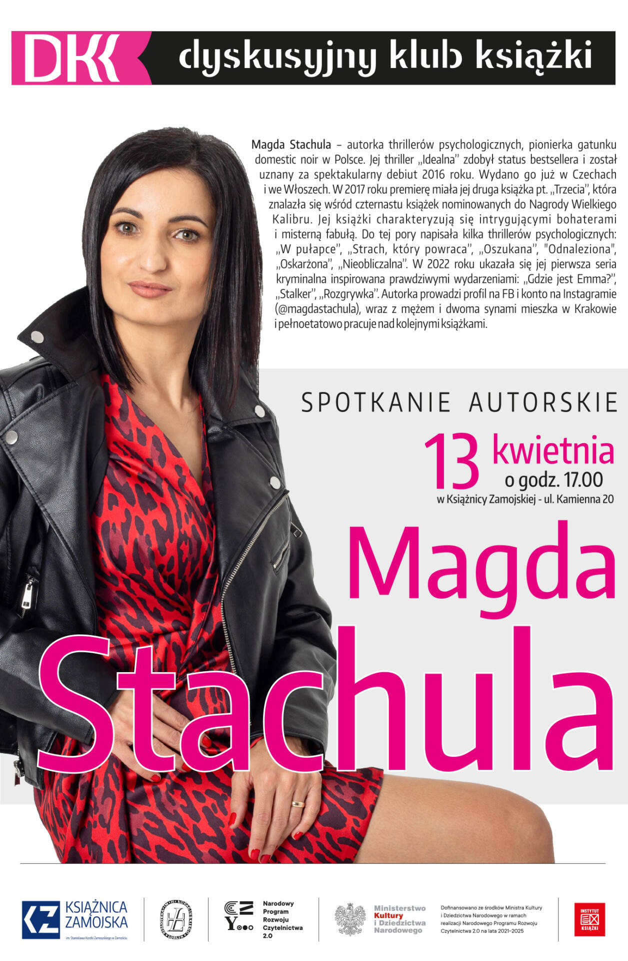 plakat dkk 04 03 Książnica Zamojska zaprasza na spotkanie z autorem - Magda Stachula