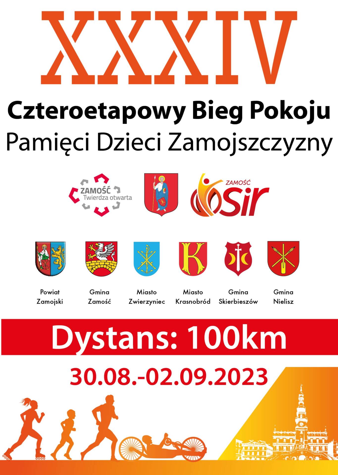 plakat startowy bieg pokoju 2023 XXXIV CZTEROETAPOWY BIEG POOJU PAMIĘCI DZIECI ZAMOJSZCZYZNY - ZAPROSZENIE