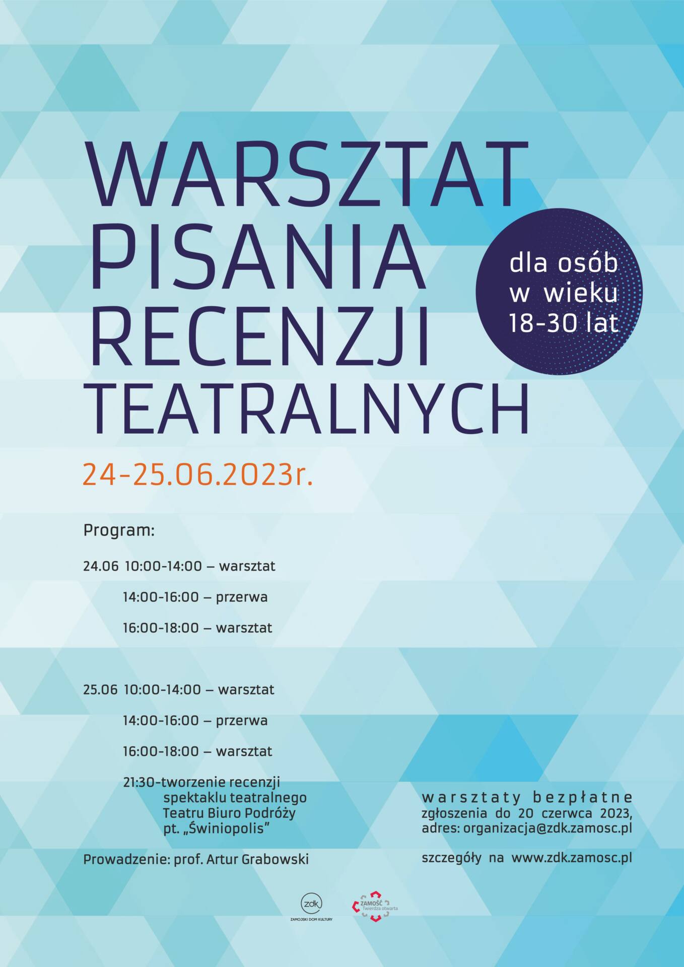 23 zlt warsztat recenzji afisz Bezpłatne warsztaty pisania recenzji teatralnych [ZAPROSZENIE]