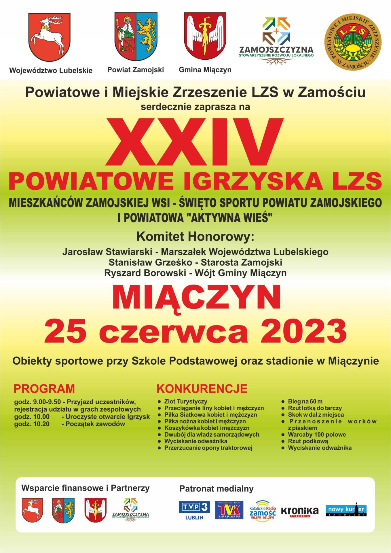 xxiv igrzyska plakat1 Gmina Zamość: Odbędą się XXIV Igrzyska LZS Mieszkańców Zamojskiej Wsi [PROGRAM]