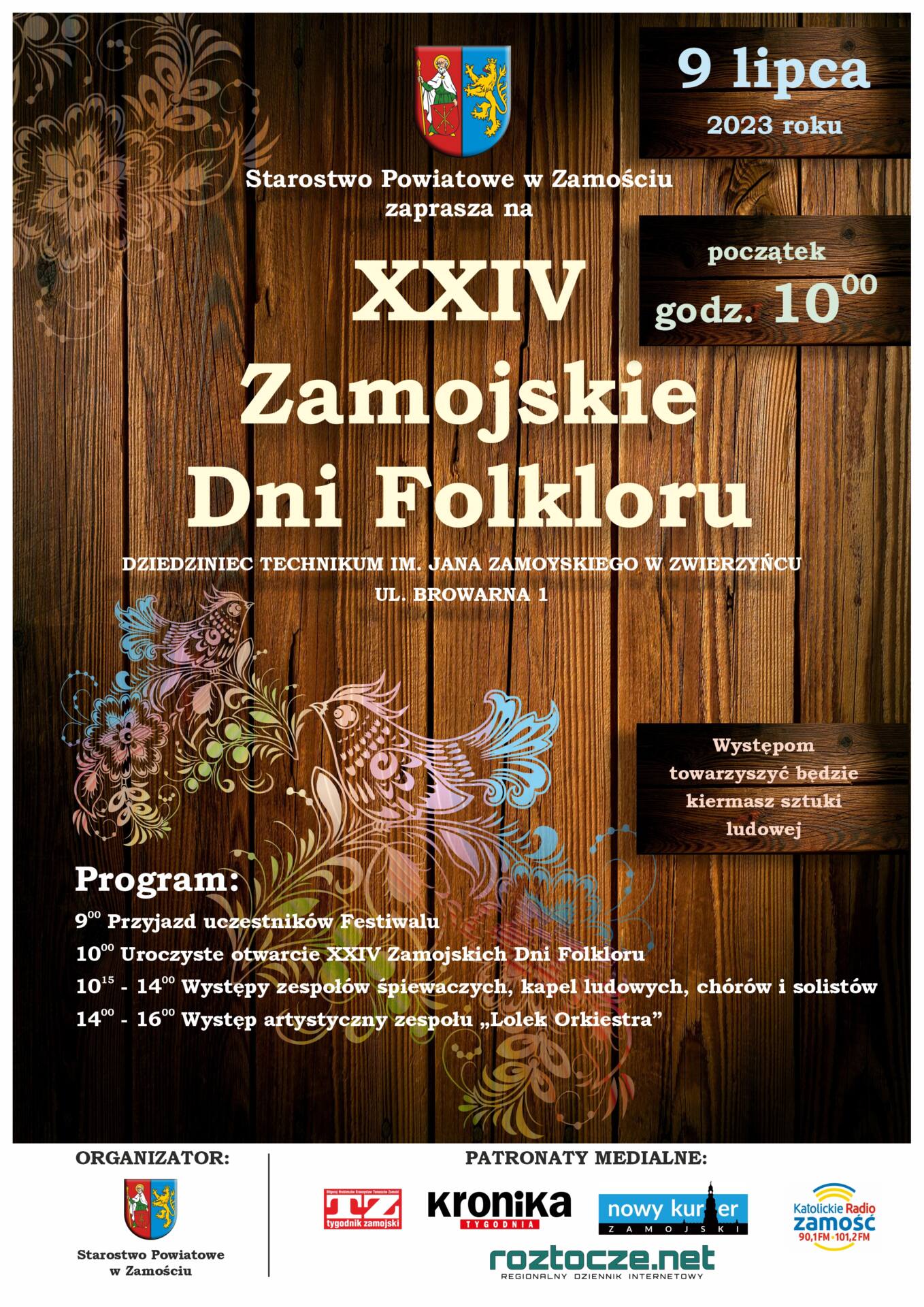 xxiv zamojskie dni folkloru plakat Zagrają i zaśpiewają na ludową nutę. XXIV Zamojskie Dni Folkloru