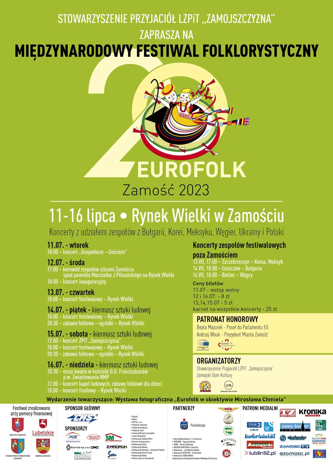 plakat 01 1 XX Międzynarodowy Festiwal Folklorystyczny "Eurofolk- Zamość 2023" tuż, tuż [PROGRAM]