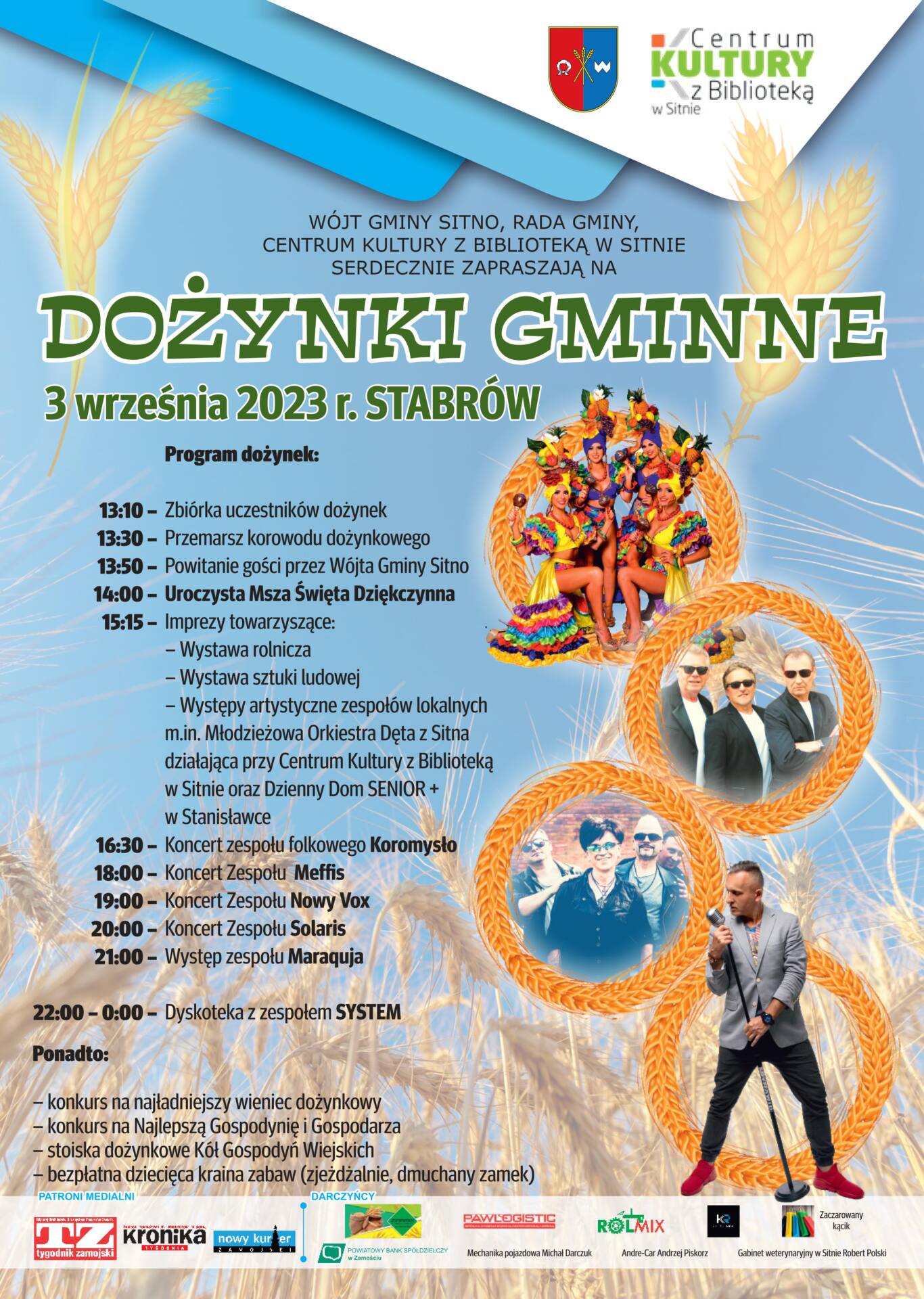 dozynki sitno plakat fb1 2 Zaproszenie na dożynki gminy Sitno. Publikujemy PROGRAM