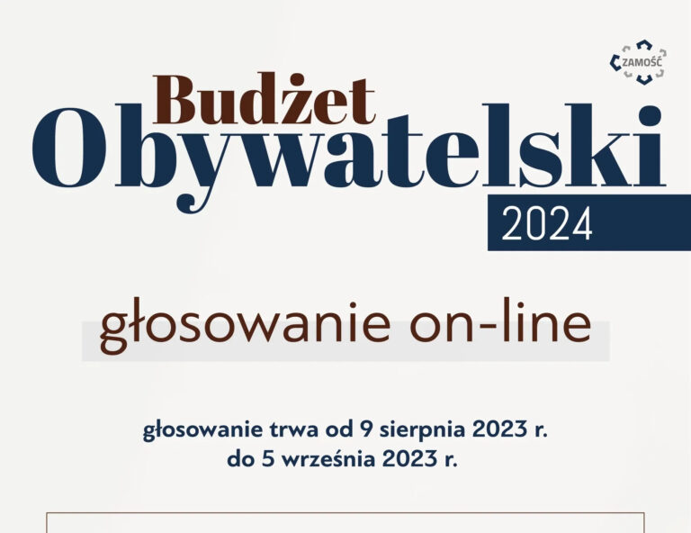 Przypomnienie o głosowaniu na Budżet Obywatelski Miasta Zamość na 2024 rok. UDOSTĘPNIJ!