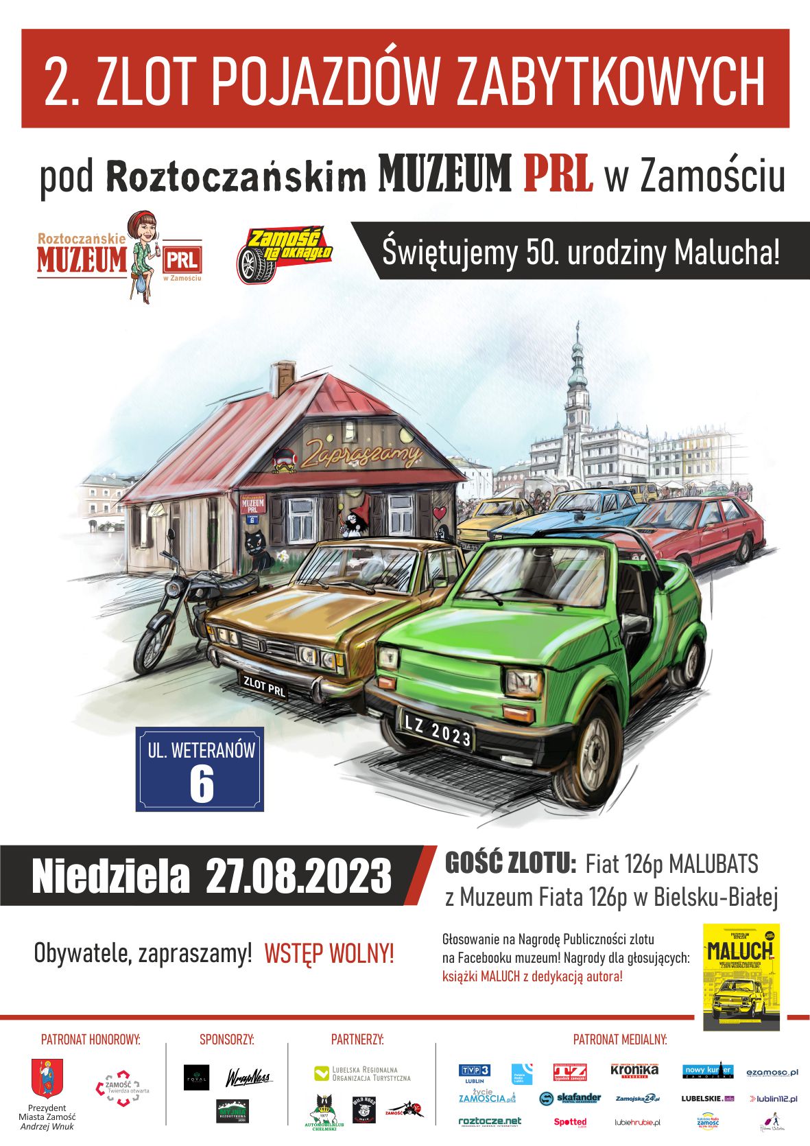 plakat zlot 1 Roztoczańskie Muzeum PRL w Zamościu zaprasza na 2. Zlot Pojazdów Zabytkowych! (PROGRAM)