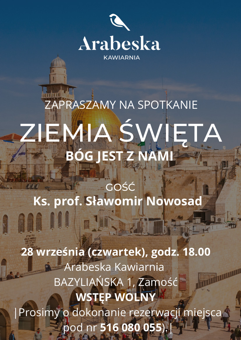 plakat zaproszenie ks prof slawomir nowosad Spotkanie z Ks. prof. Sławomirem Nowosadem w Kawiarni Arabeska [ZAPROSZENIE]