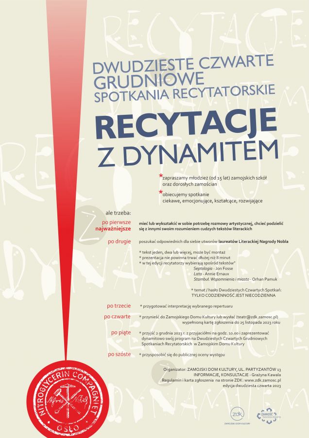 7601b "Recytacje z dynamitem" w ZDK. Dla dorosłych i młodzieży