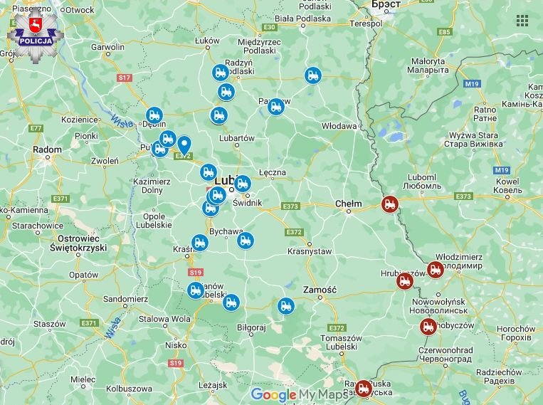 Uwaga rolnicy zablokują drogi! Publikujemy mapę 26 miejsc blokadowych w woj. lubelskim