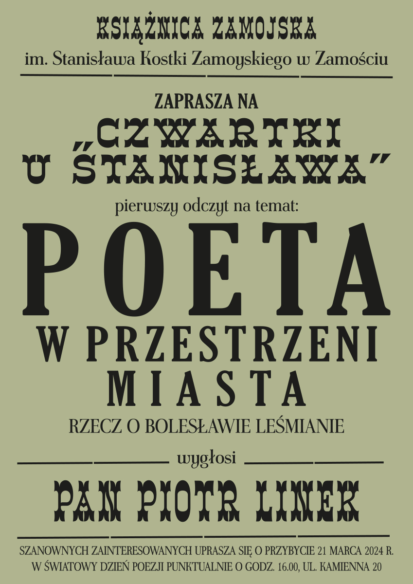 plakat linek 04 1 "Czwartki u Stanisława" - czyta Piotr Linek